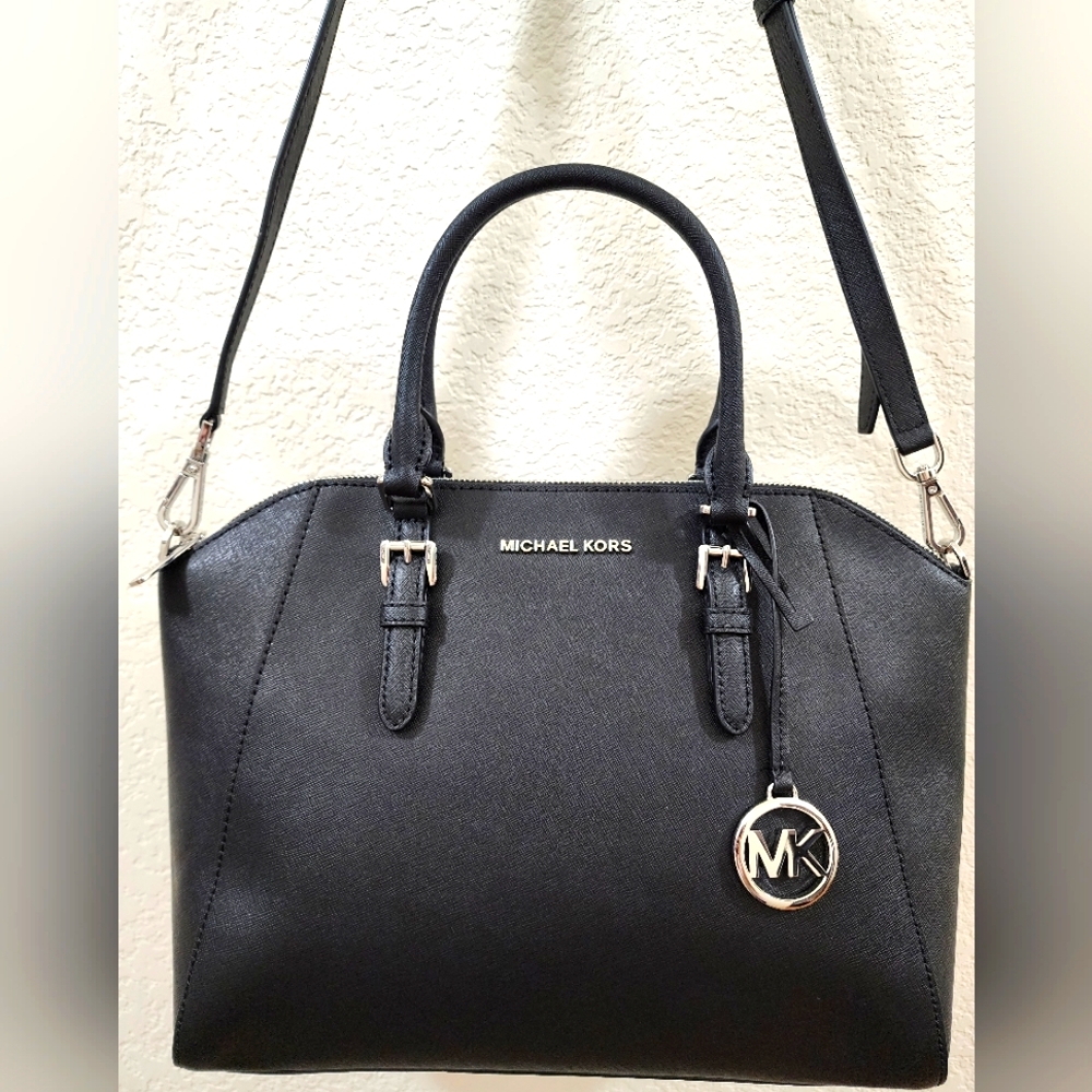 Ciara Large Leather Satchel Black